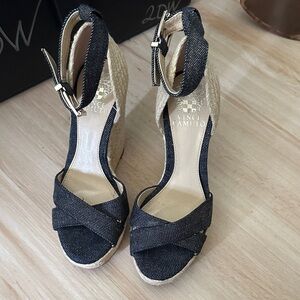 Vince Camuto Denim Wedge Sandals SZ: 6 EUC